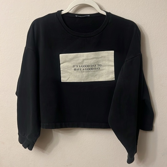 Zara Blue Boxy Cropped Sweatshirt 310 - Picture 1 of 13